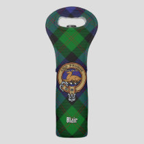 Clan Blair Crest over Tartan Wine Bag