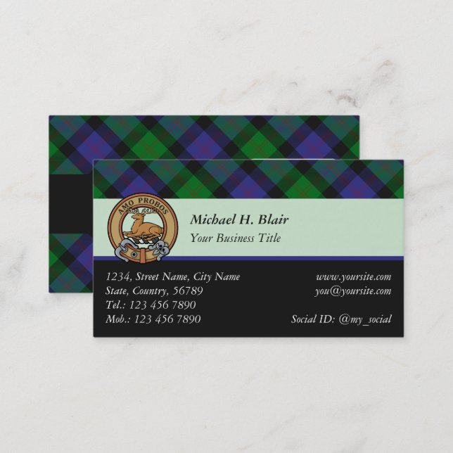 Clan Blair Tartan Business Card (Front/Back)