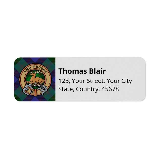 Clan Blair Tartan Label (Front)
