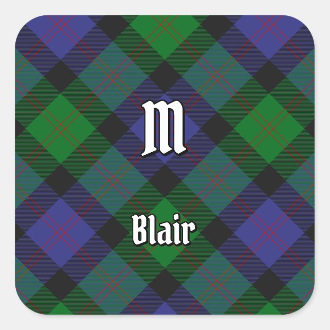 Clan Blair Tartan Square Sticker (Front)