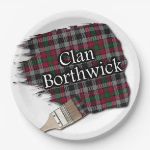 Clan Borthwick Scottish Tartan Paint Brush Paper Plates