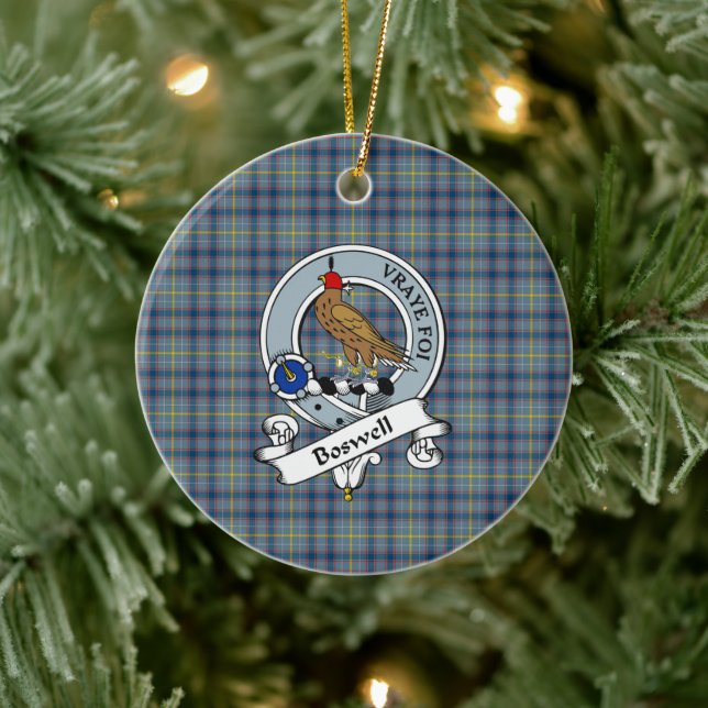 Clan Boswell Badge Tartan Plaid Ceramic Ornament (Tree)