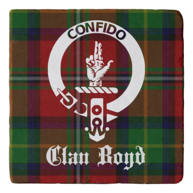 Clan Boyd Crest Badge and Tartan Trivet (Front)