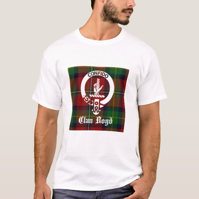 Clan Boyd Crest Badge & Tartan T-Shirt (Front)