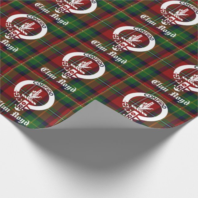 Clan Boyd Crest Badge & Tartan Wrapping Paper (Corner)