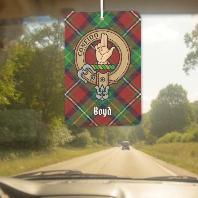 Clan Boyd Crest over Tartan Air Freshener (Creator Uploaded)