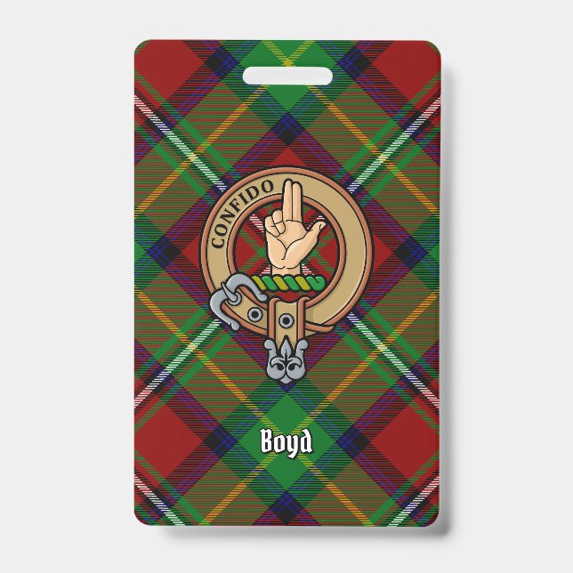 Clan Boyd Crest over Tartan Badge (Front)