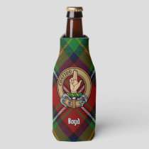 Clan Boyd Crest over Tartan Bottle Cooler