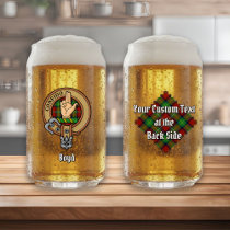 Clan Boyd Crest over Tartan Can Glass