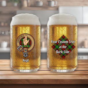 Clan Boyd Crest over Tartan Can Glass