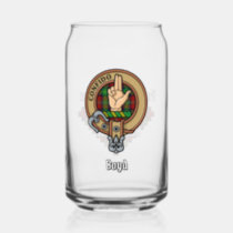 Clan Boyd Crest over Tartan Can Glass