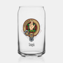 Clan Boyd Crest over Tartan Can Glass