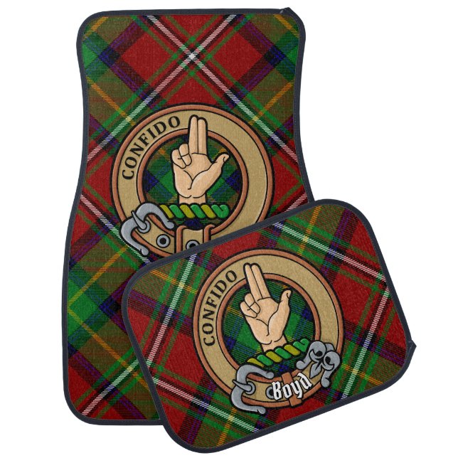 Clan Boyd Crest over Tartan Car Floor Mat (Set)