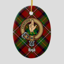 Clan Boyd Crest over Tartan Ceramic Ornament