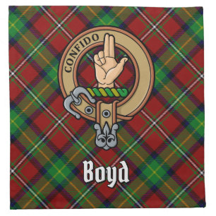 Clan Boyd Crest over Tartan Cloth Napkin