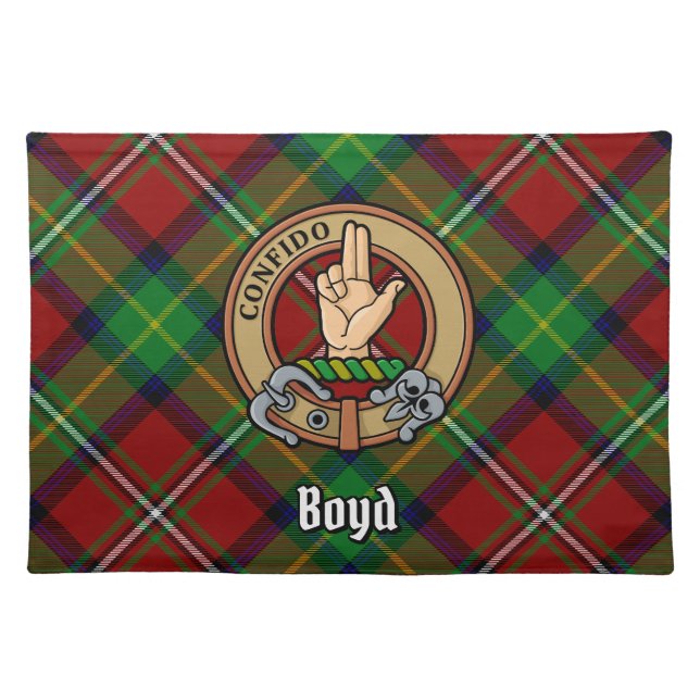 Clan Boyd Crest over Tartan Cloth Placemat (Front)