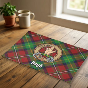 Clan Boyd Crest over Tartan Cloth Placemat