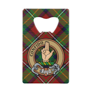 Clan Boyd Crest over Tartan Credit Card Bottle Opener