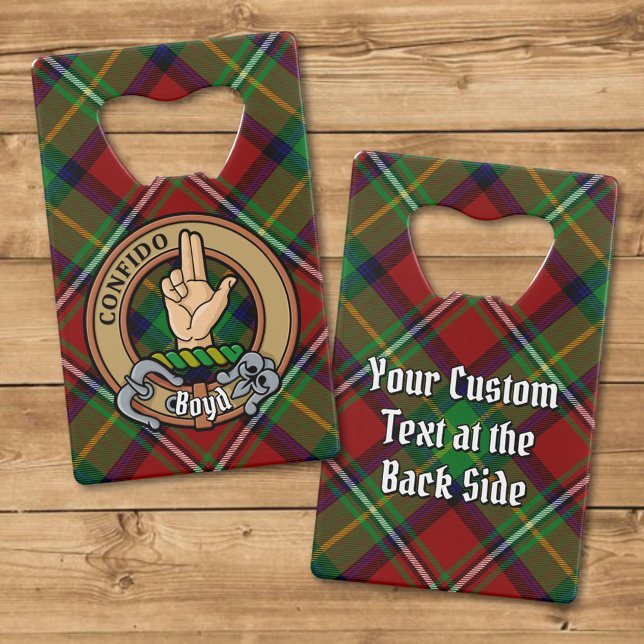 Clan Boyd Crest over Tartan Credit Card Bottle Opener (Creator Uploaded)