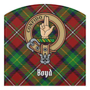 Clan Boyd Crest over Tartan Door Sign