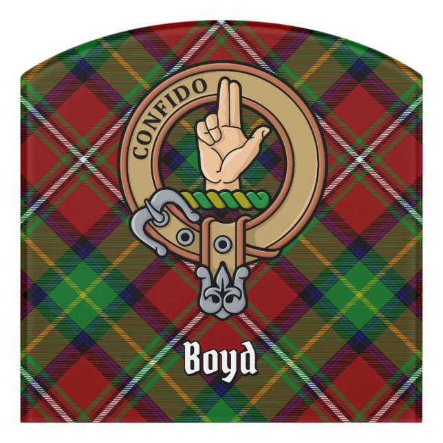 Clan Boyd Crest over Tartan Door Sign (Contour Front)