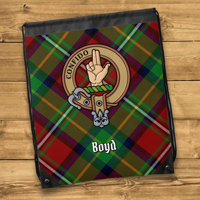 Clan Boyd Crest over Tartan Drawstring Bag (Creator Uploaded)