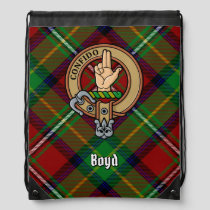 Clan Boyd Crest over Tartan Drawstring Bag