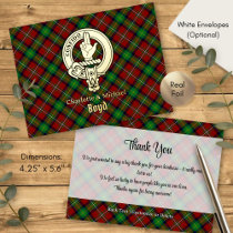 Clan Boyd Crest over Tartan Foil Invitation Postcard