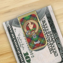 Clan Boyd Crest over Tartan Gold Finish Money Clip