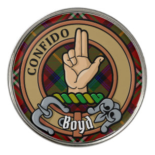 Clan Boyd Crest over Tartan Golf Ball Marker