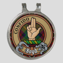 Clan Boyd Crest over Tartan Golf Hat Clip