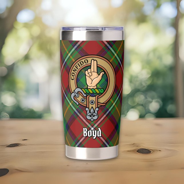 Clan Boyd Crest over Tartan Insulated Tumbler (Creator Uploaded)