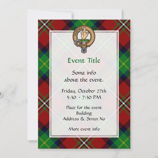 Clan Boyd Crest over Tartan Invitation (Front)