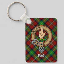 Clan Boyd Crest over Tartan Keychain