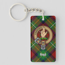 Clan Boyd Crest over Tartan Keychain