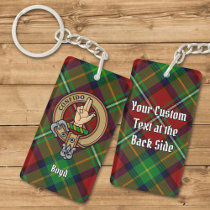 Clan Boyd Crest over Tartan Keychain