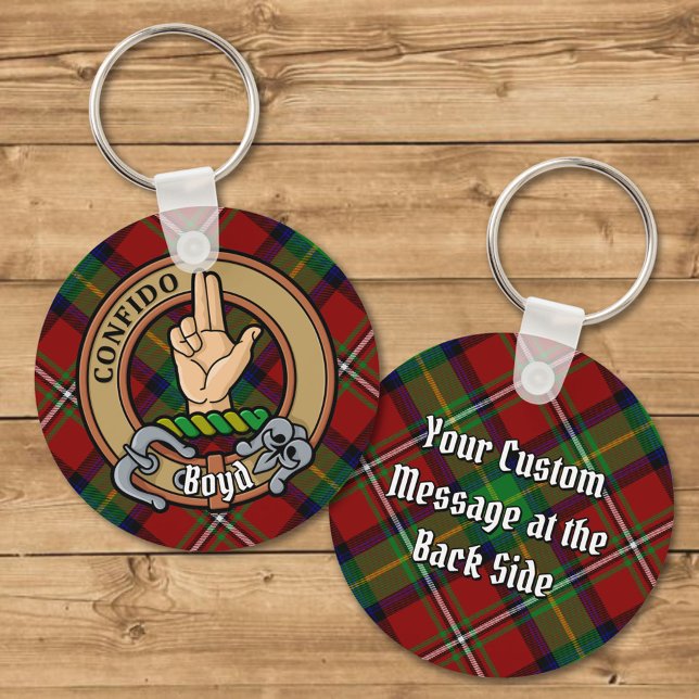 Clan Boyd Crest over Tartan Keychain (Creator Uploaded)