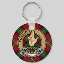 Clan Boyd Crest over Tartan Keychain