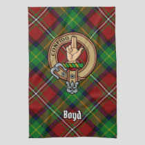 Clan Boyd Crest over Tartan Kitchen Towel