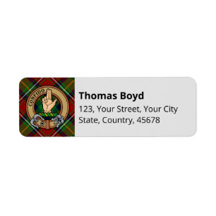 Clan Boyd Crest over Tartan Label