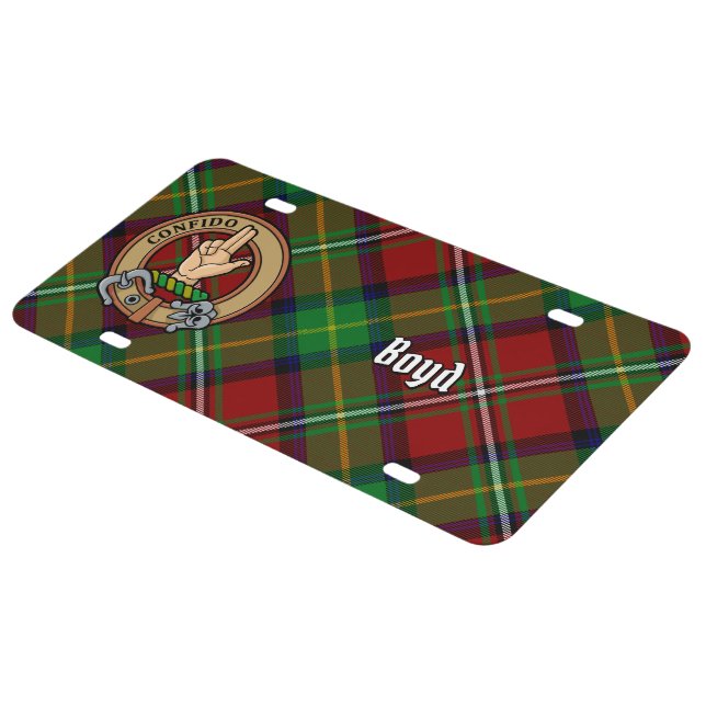 Clan Boyd Crest over Tartan License Plate (Side)