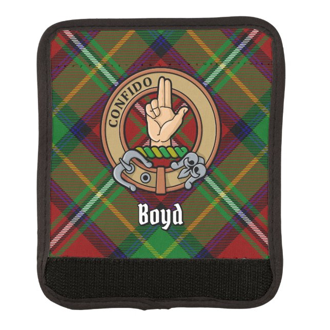 Clan Boyd Crest over Tartan Luggage Handle Wrap (Front)