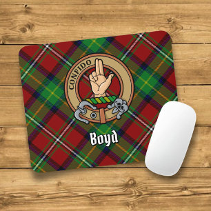 Clan Boyd Crest over Tartan Mouse Pad