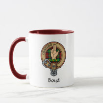 Clan Boyd Crest over Tartan Mug