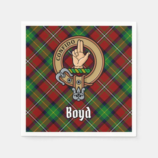 Clan Boyd Crest over Tartan Napkins (Front)