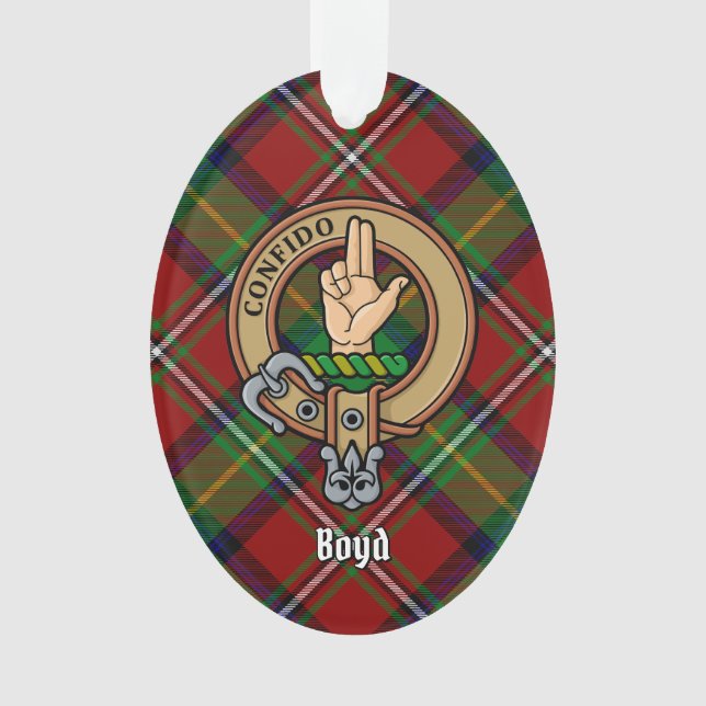 Clan Boyd Crest over Tartan Ornament (Front)