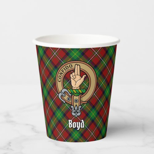 Clan Boyd Crest over Tartan Paper Cups