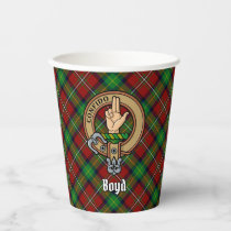 Clan Boyd Crest over Tartan Paper Cups