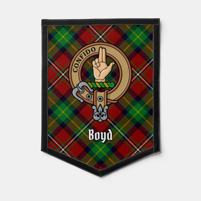 Clan Boyd Crest over Tartan Pennant (Front)