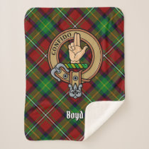 Clan Boyd Crest over Tartan Sherpa Blanket